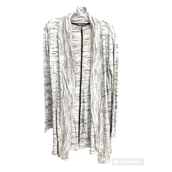 Laila Jayde Tonia Grey Marled Ribbed Side Slit Duster Cardigan size Large - Picture 2 of 5